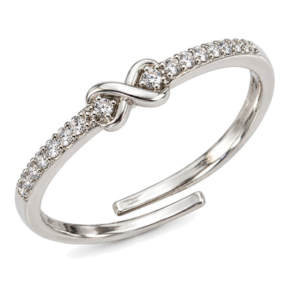 Clear Stone Infinity Knot Ring - Silver Plated, product view