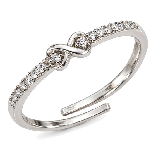 Clear Stone Infinity Knot Ring - Silver Plated, product view