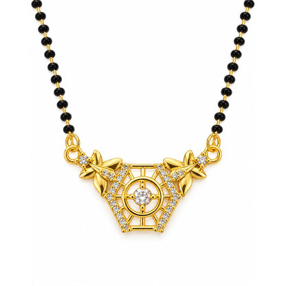 White filigree triangle gold-plated mangalsutra