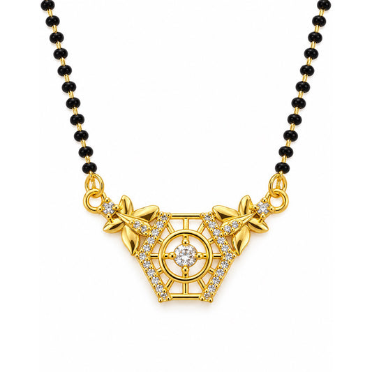 White filigree triangle gold-plated mangalsutra