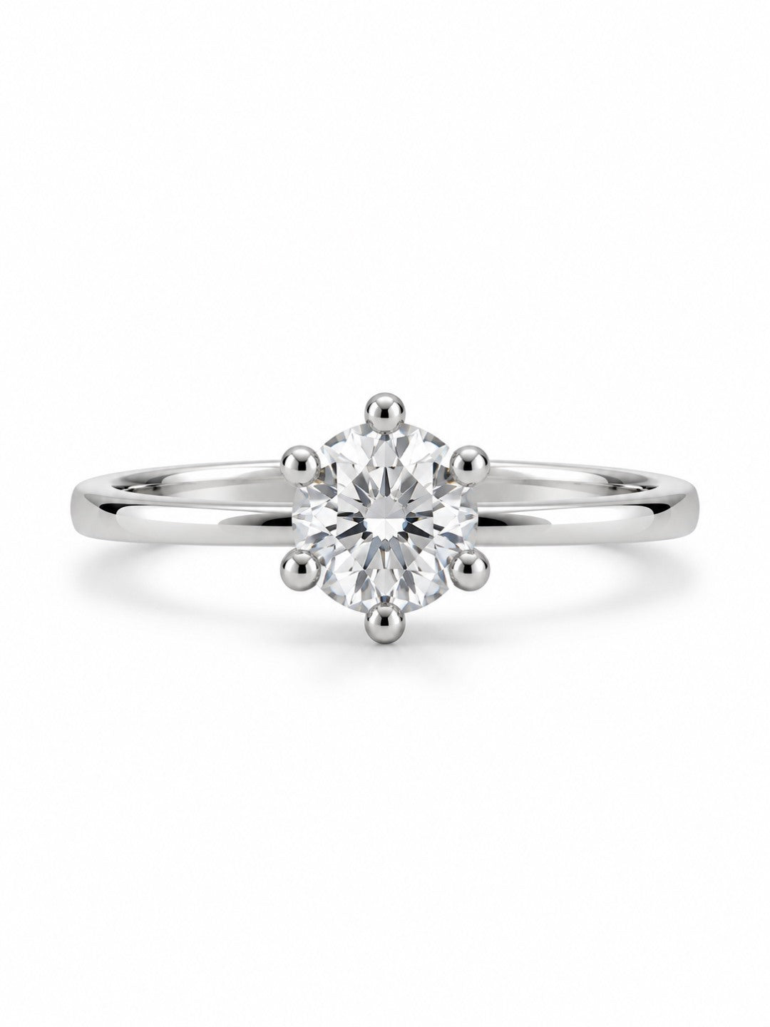 Clear Round Solitaire Slim Band Ring - Silver Plated, image2