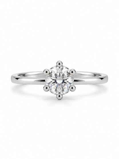 Clear Round Solitaire Slim Band Ring - Silver Plated, image2