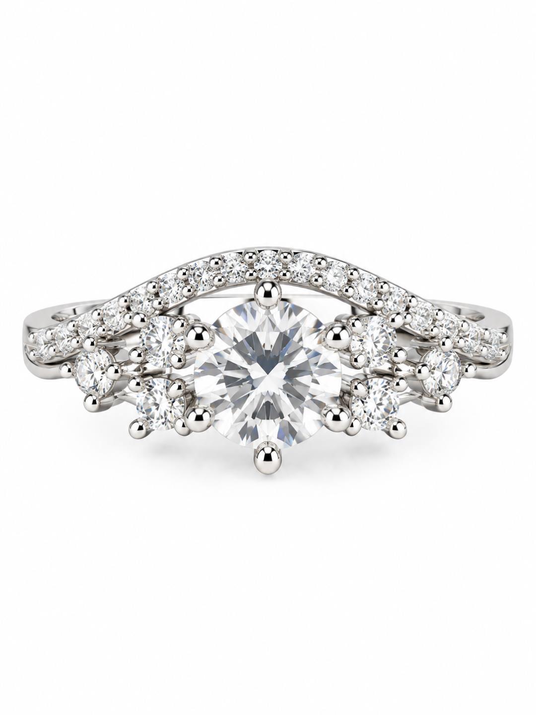 Clear Round Stone Marquise Halo Ring - Silver Plated, image2
