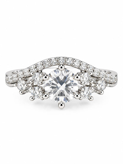 Clear Round Stone Marquise Halo Ring - Silver Plated, image2