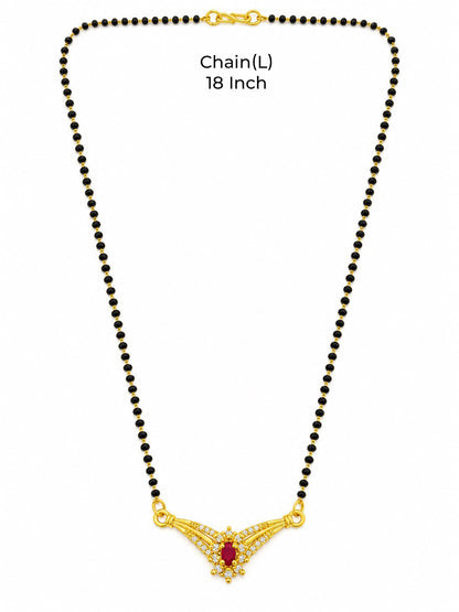 Red wing-shaped gold-plated mangalsutra