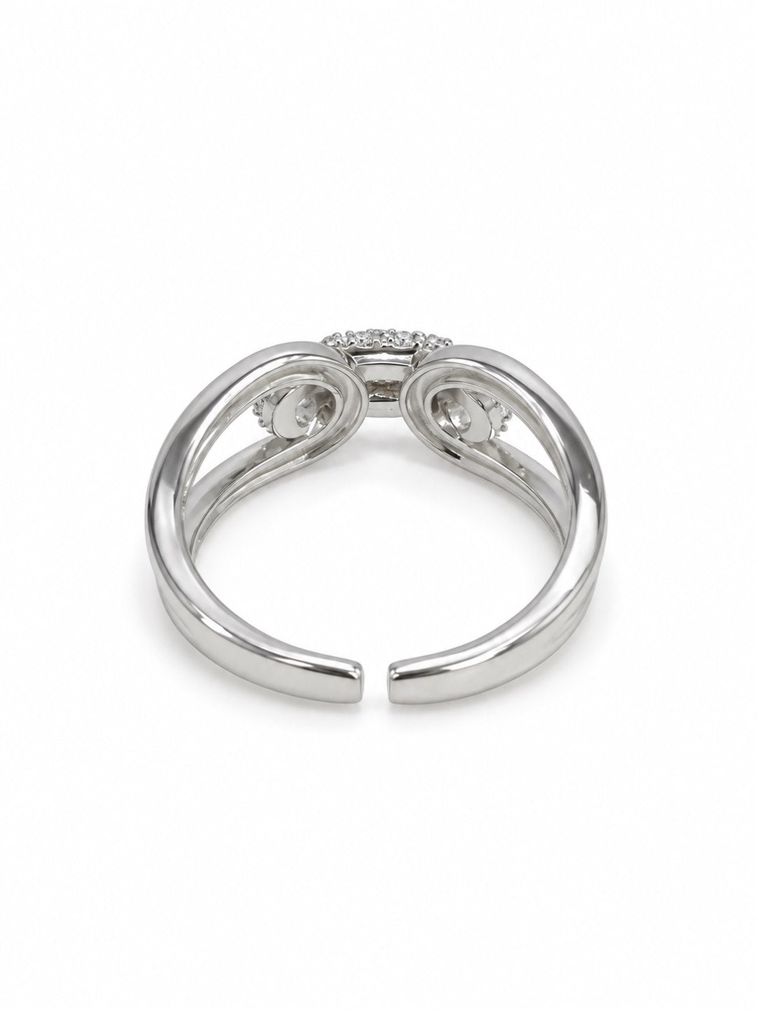 Clear Pave Knot Open Ring - Silver Plated