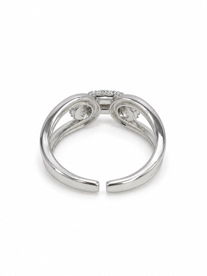 Clear Pave Knot Open Ring - Silver Plated
