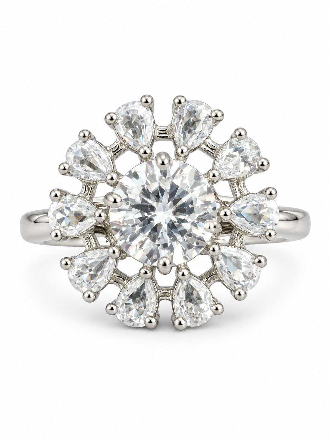 Silver Plated Floral AD Adjustable Ring For Women - product image 6