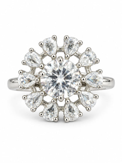 Silver Plated Floral AD Adjustable Ring For Women - product image 6