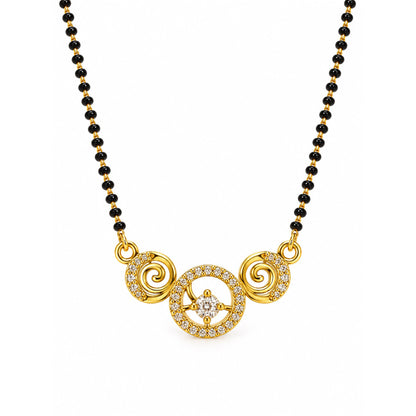 White round stone and spiral gold-plated mangalsutra