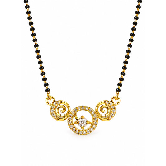 White round stone and spiral gold-plated mangalsutra