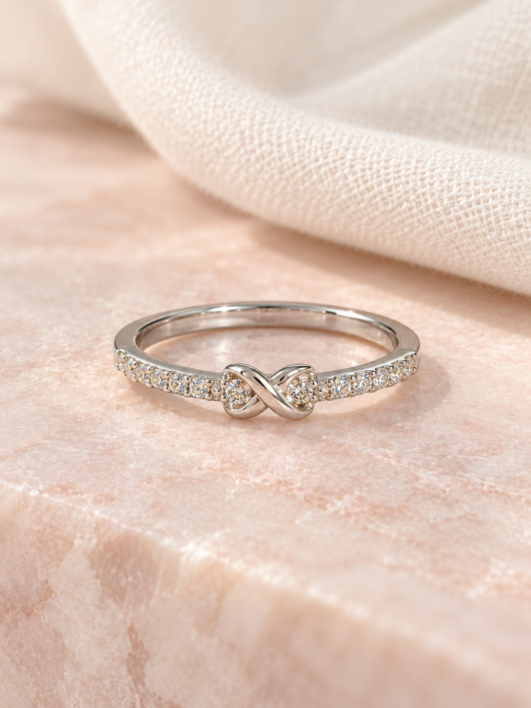 Clear Stone Infinity Knot Ring - Silver Plated, image4