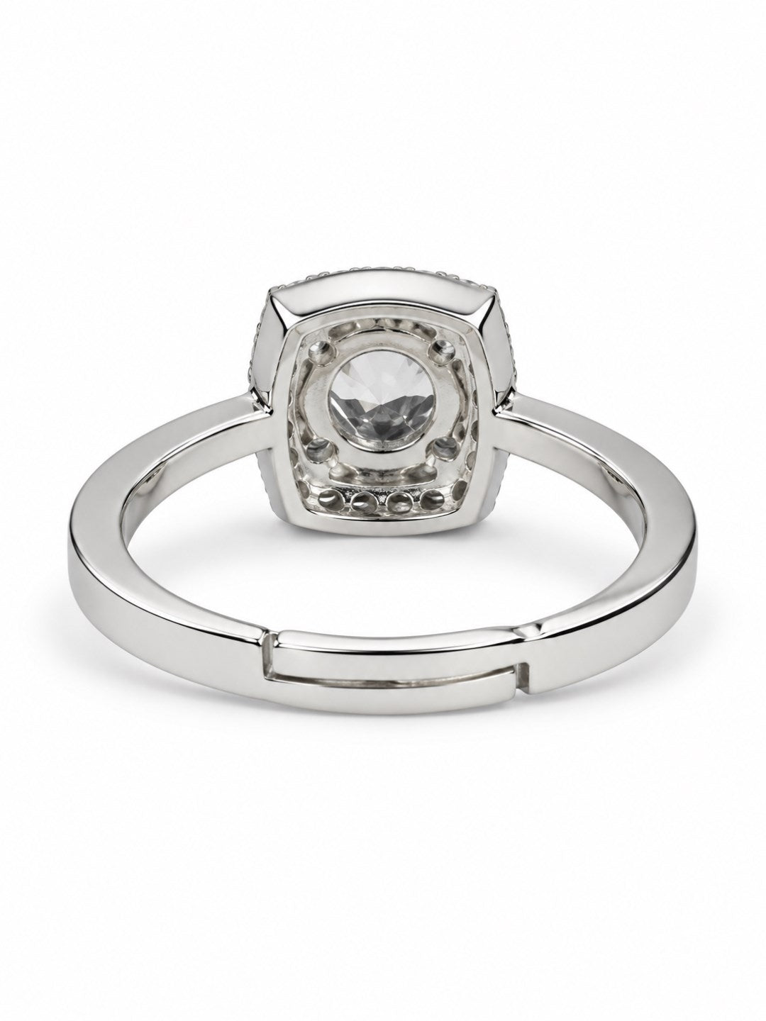 Clear Round Stone Cushion Halo Ring - Silver Plated, image5