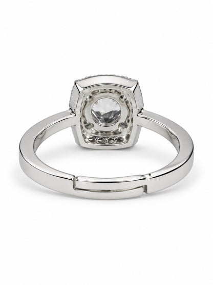 Clear Round Stone Cushion Halo Ring - Silver Plated, image5