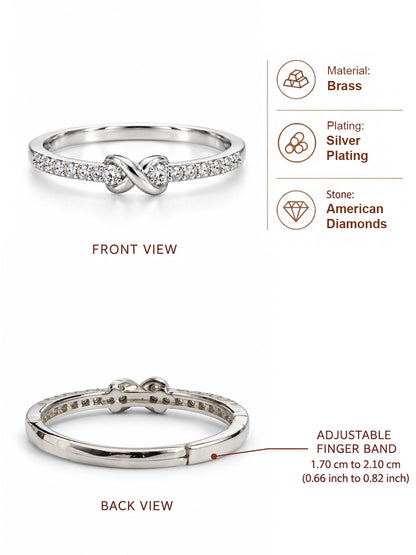 Clear Stone Infinity Knot Ring - Silver Plated, image6