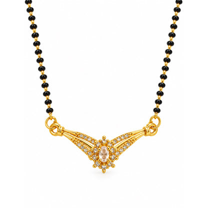 White wing-shaped gold-plated mangalsutra