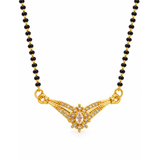 White wing-shaped gold-plated mangalsutra