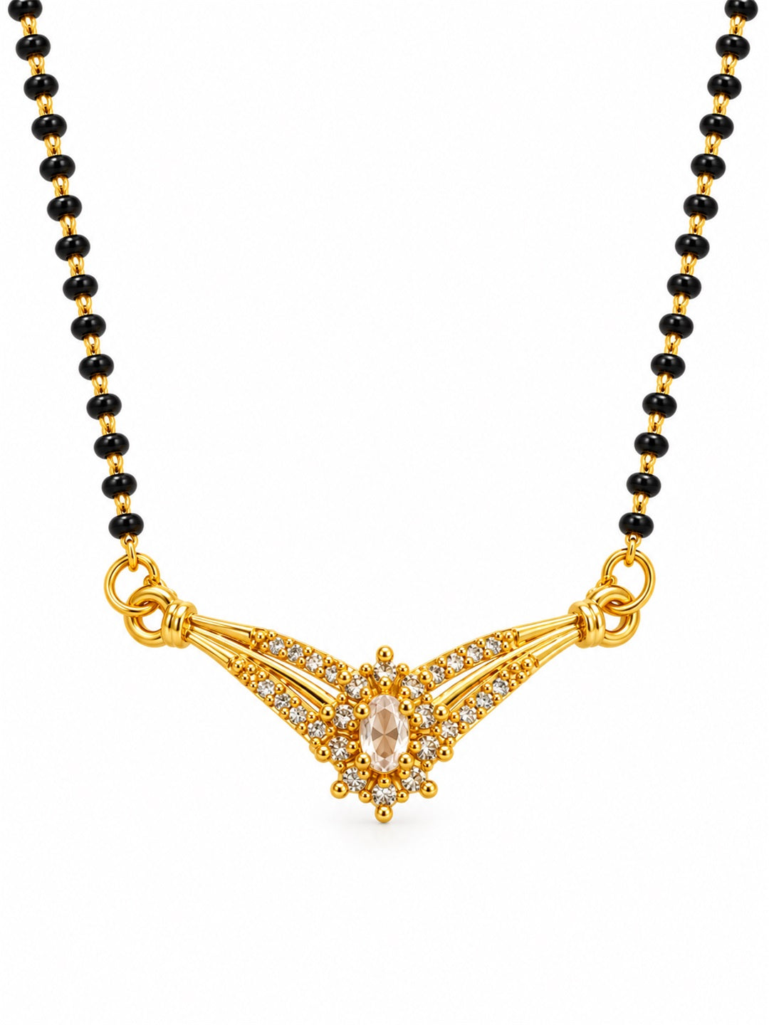 White wing-shaped gold-plated mangalsutra