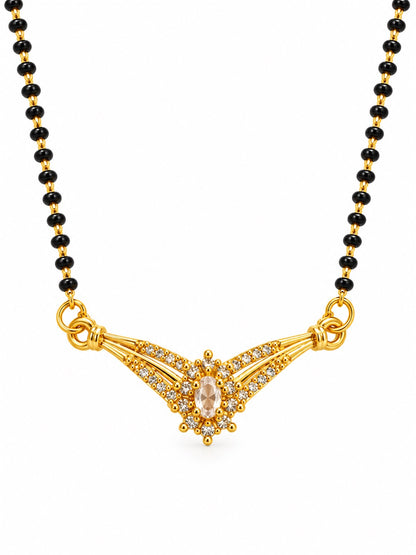 White wing-shaped gold-plated mangalsutra