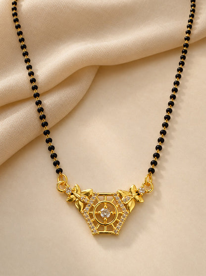White filigree triangle gold-plated mangalsutra