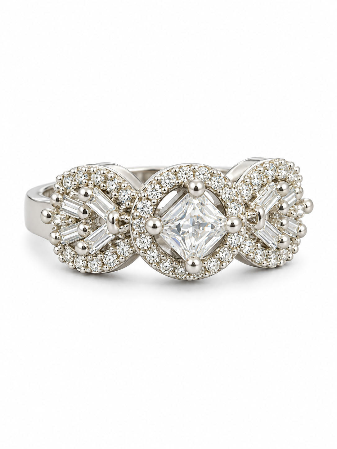 Rhodium Plated American Diamond Adjustable Solitaire Finger Ring - product image 8