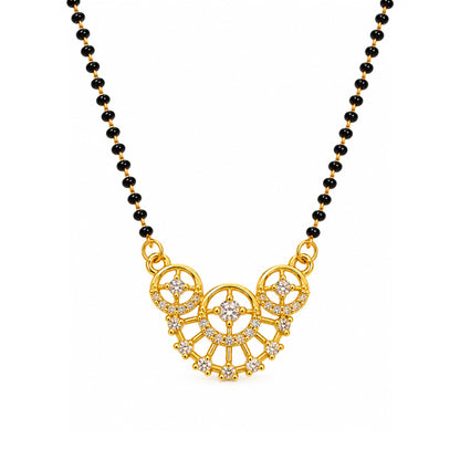 White scalloped floral gold-plated mangalsutra