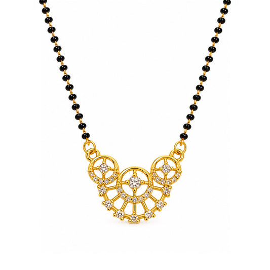 White scalloped floral gold-plated mangalsutra