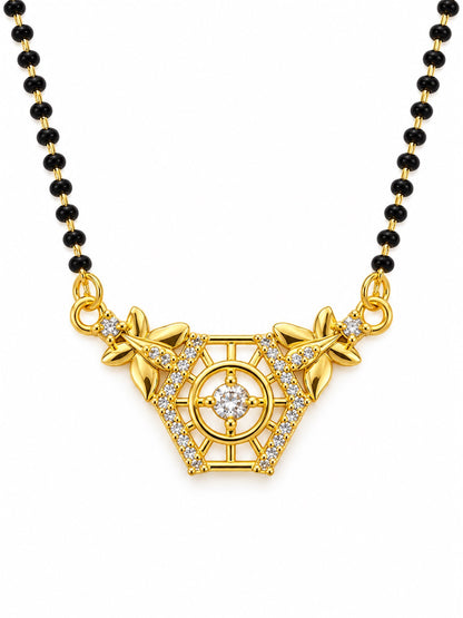 White filigree triangle gold-plated mangalsutra