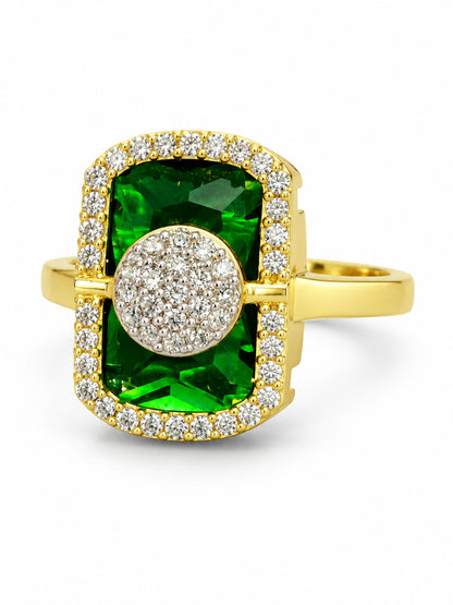 Gold Plated Green American Diamond Adjustable Finger Ring - product image 8