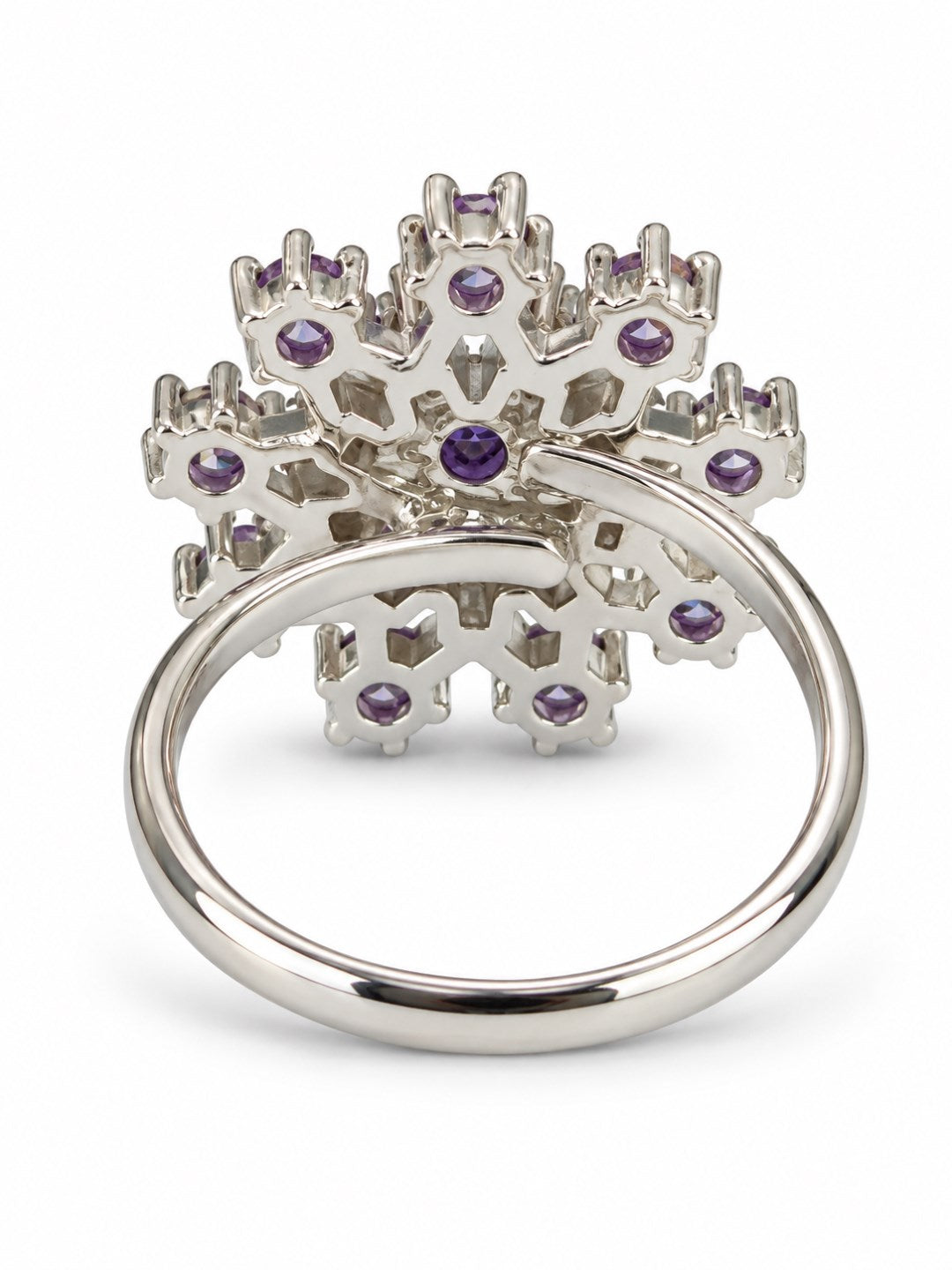 Lavender Floral Starburst Ring - Silver Plated