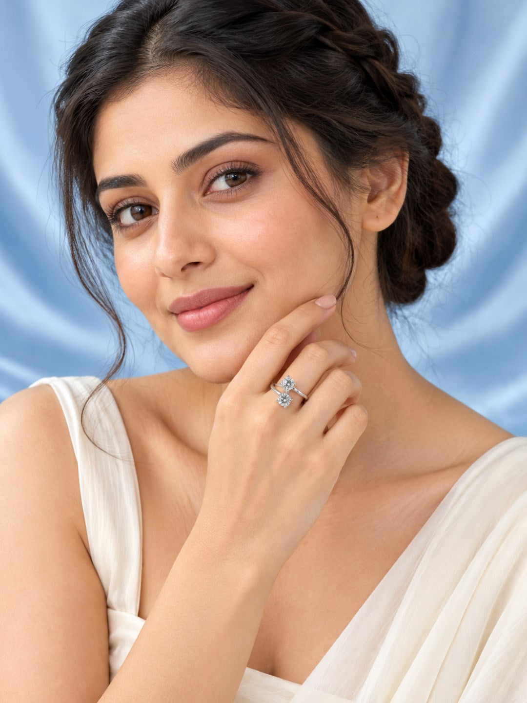 Clear Twin Stone Open Ring - Silver Plated, image3