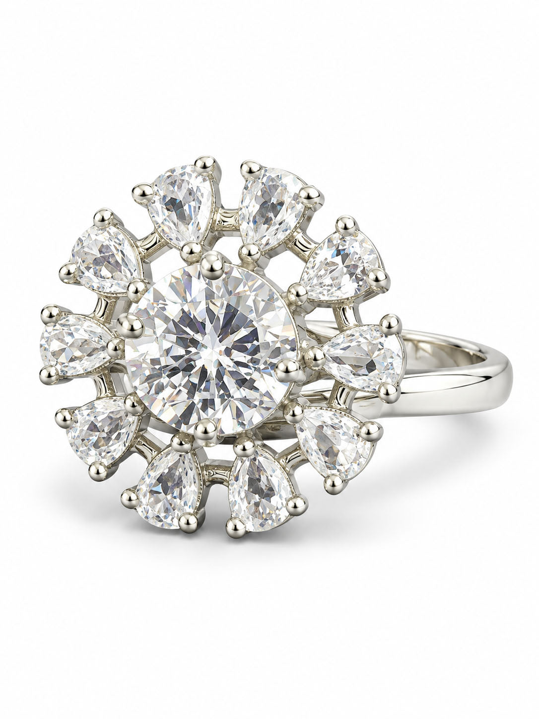 Silver Plated Floral AD Adjustable Ring For Women - product image 8