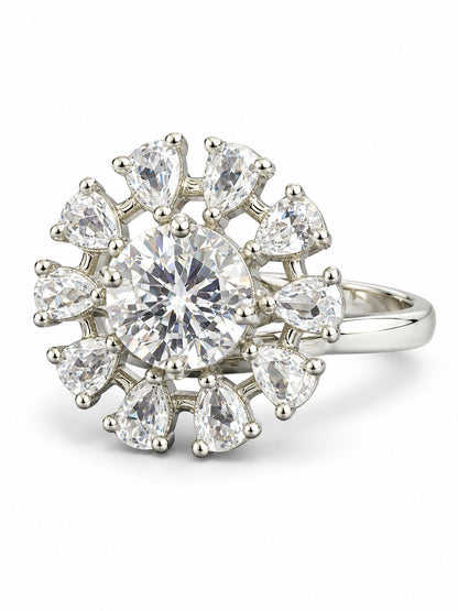 Silver Plated Floral AD Adjustable Ring For Women - product image 8