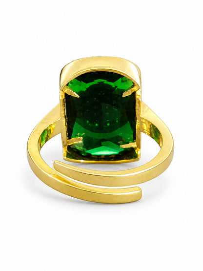 Gold Plated Green American Diamond Adjustable Finger Ring - product image 5