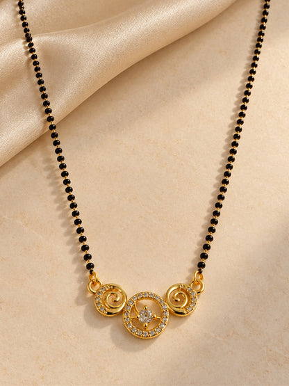 White round stone and spiral gold-plated mangalsutra