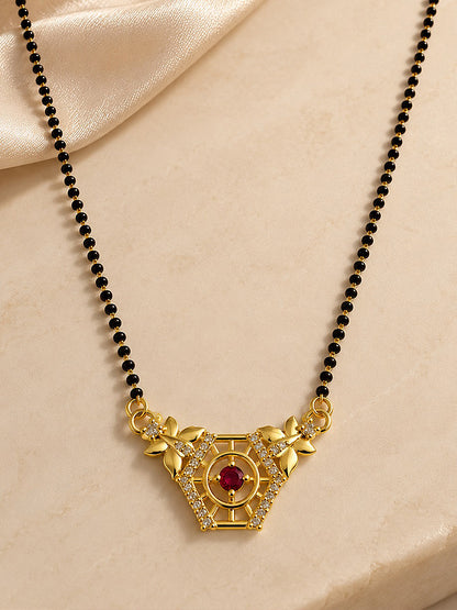 Red filigree triangle gold-plated mangalsutra