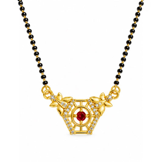 Red filigree triangle gold-plated mangalsutra
