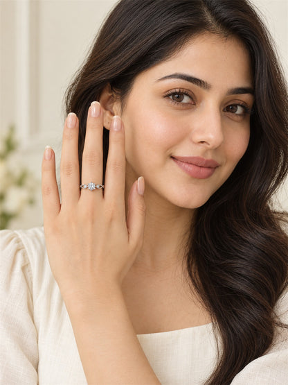 Clear Three Stone Twist Ring - Silver Plated, image3