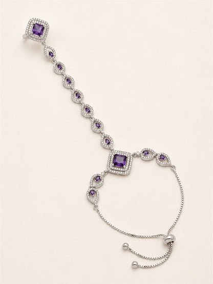 Purple silver-plated square halo and teardrop hathphool