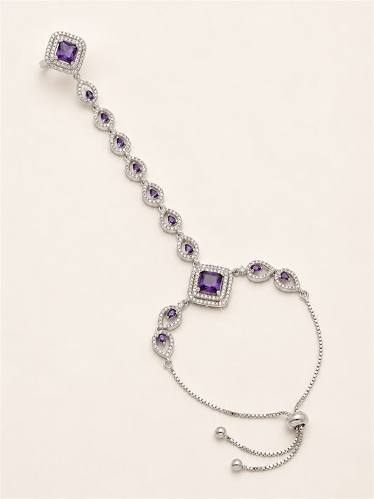 Purple silver-plated square halo and teardrop hathphool