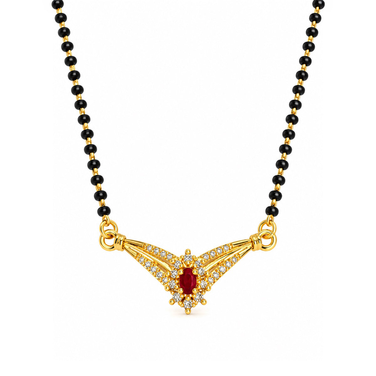 Red wing-shaped gold-plated mangalsutra