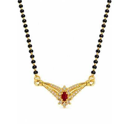 Red wing-shaped gold-plated mangalsutra