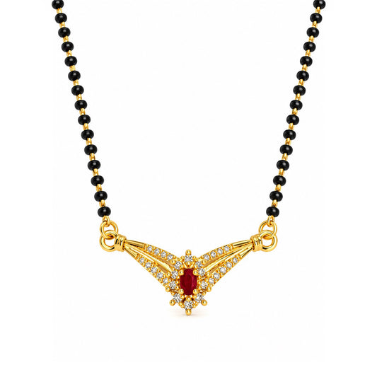 Red wing-shaped gold-plated mangalsutra
