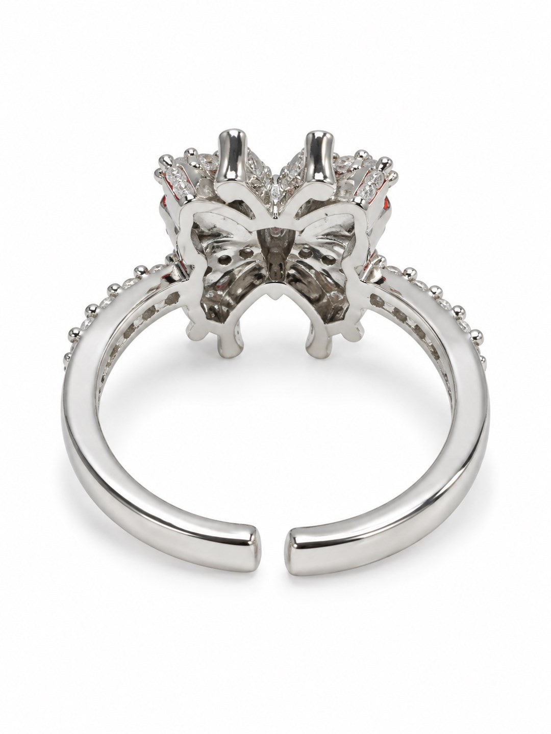 Clear Butterfly Ring - Silver Plated