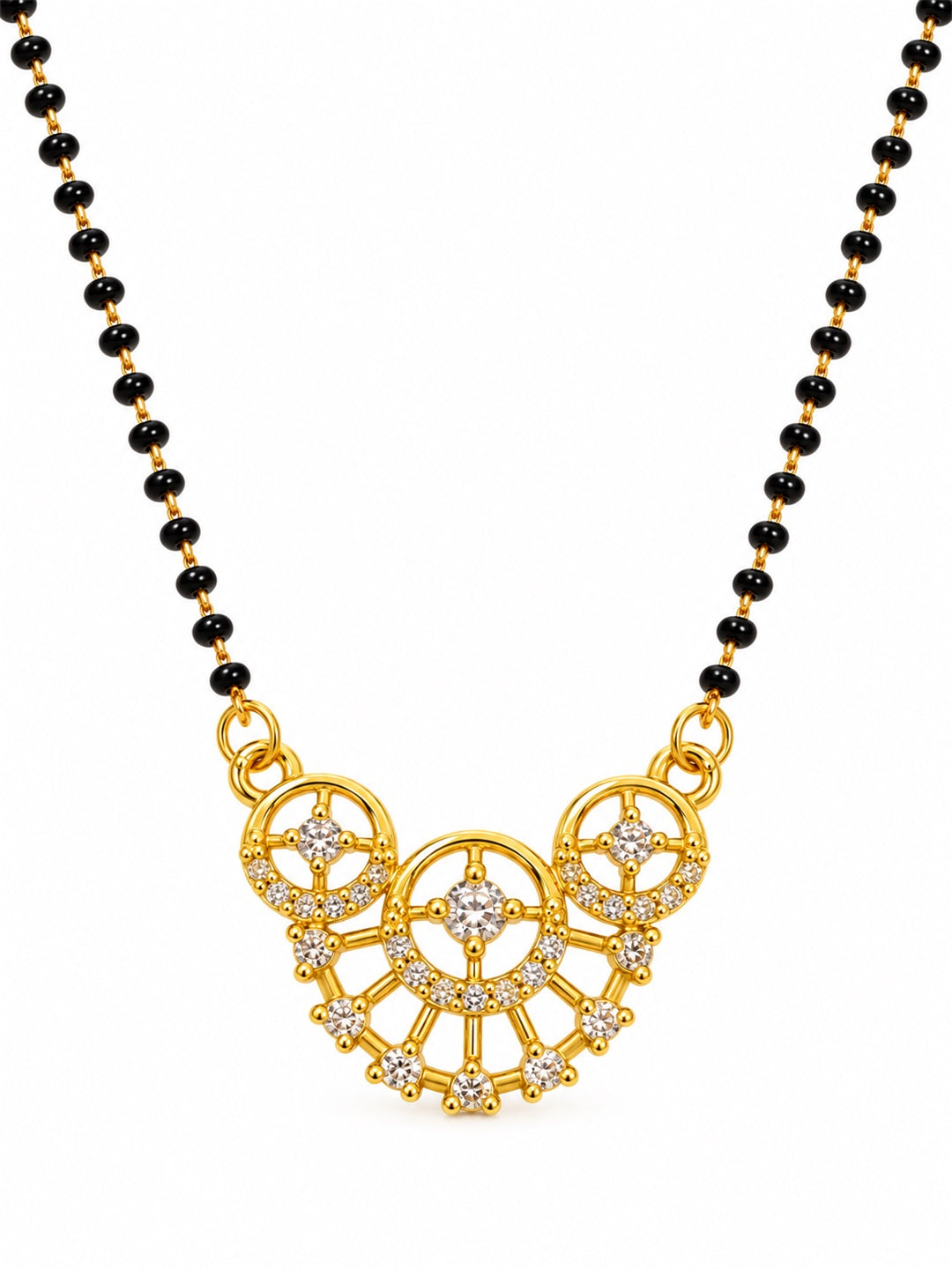 White scalloped floral gold-plated mangalsutra