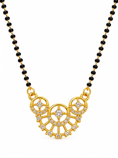 White scalloped floral gold-plated mangalsutra