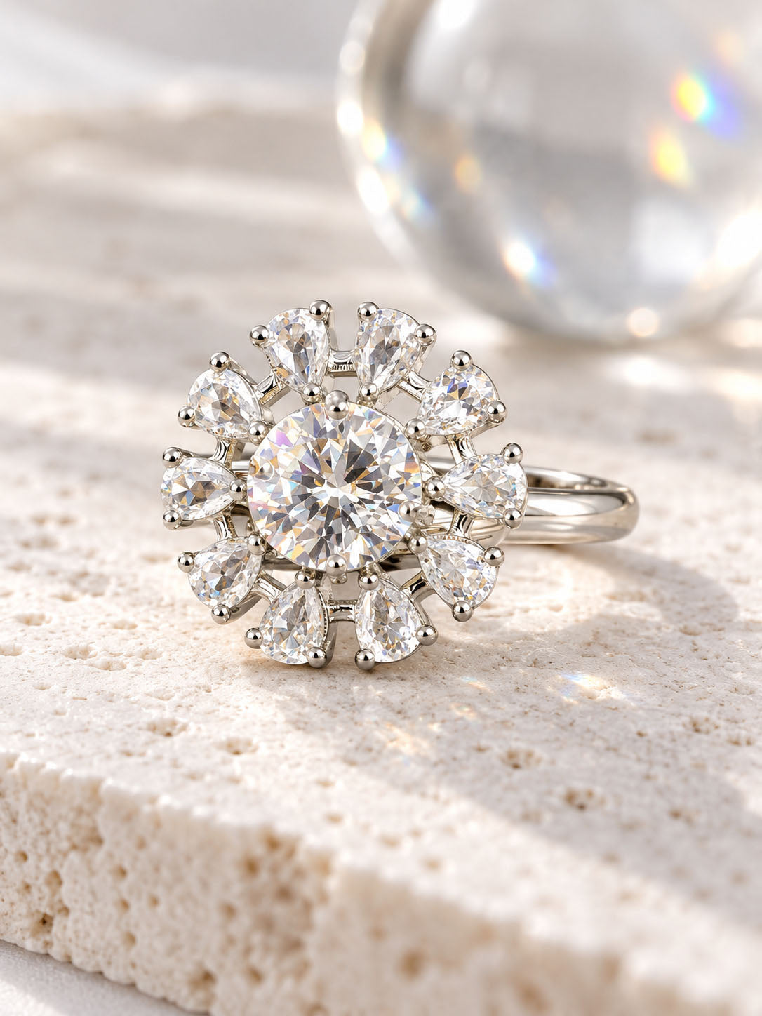 Silver Plated Floral AD Adjustable Ring For Women - product image 7