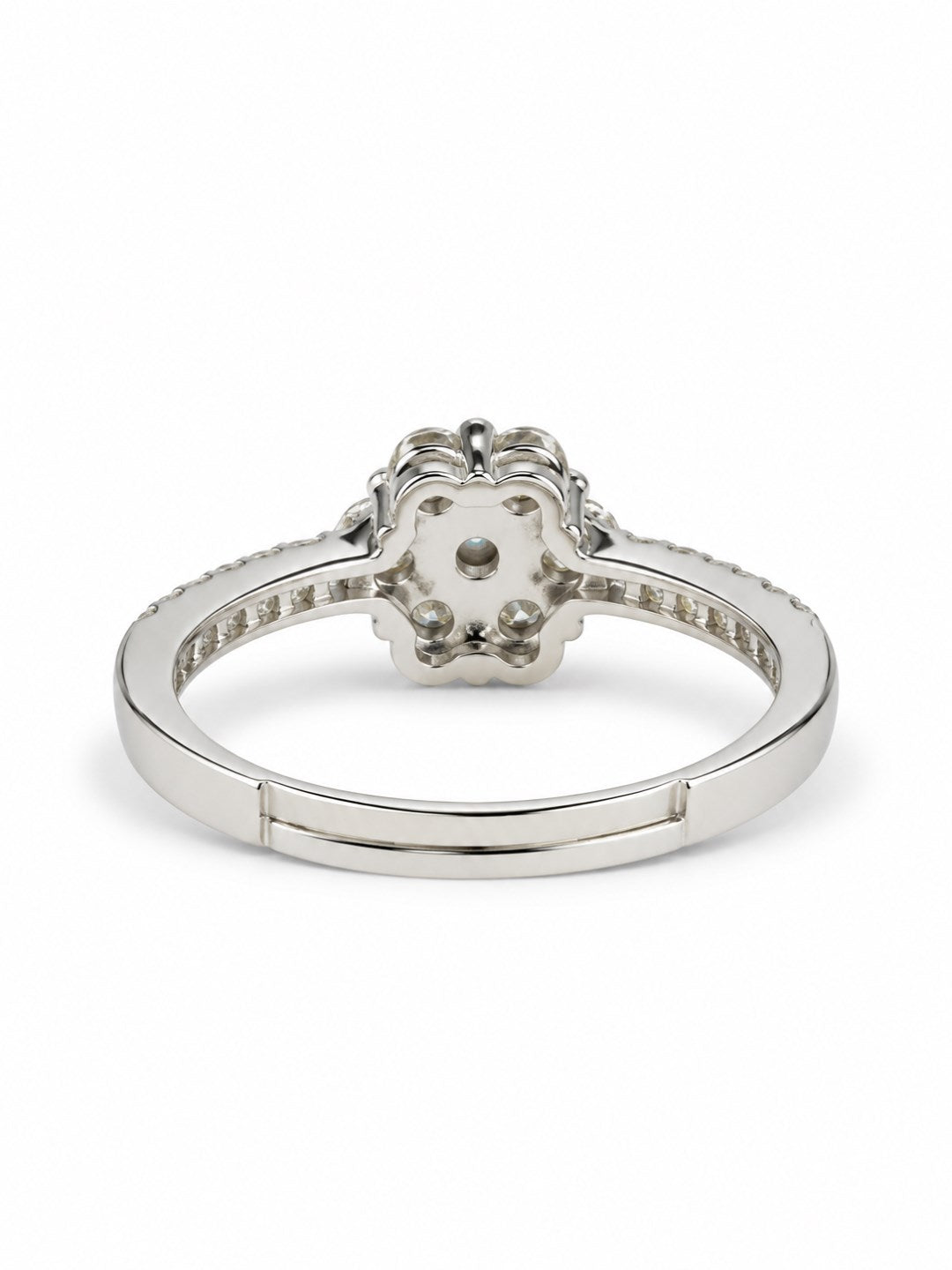 Clear Stone Floral Cluster Ring - Silver Plated, image5