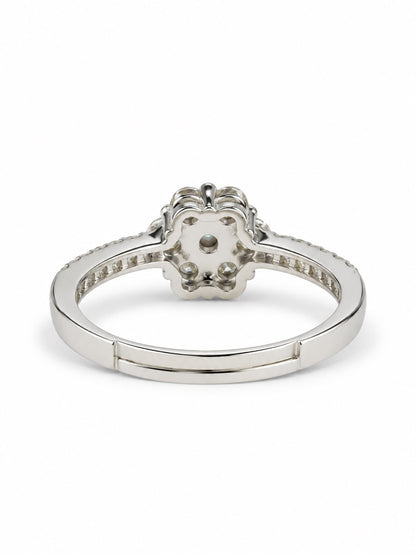 Clear Stone Floral Cluster Ring - Silver Plated, image5