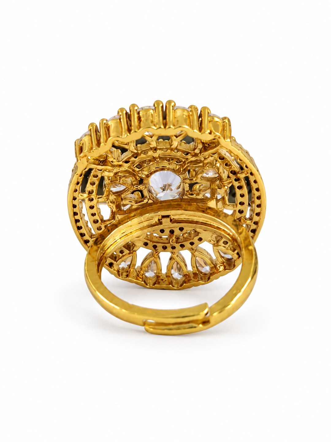 Clear Stone Oval Teardrop Halo Ring - Gold Plated, additional view 5